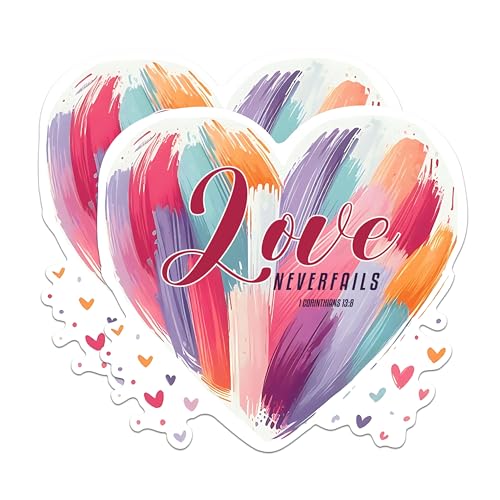 (2 Pack) Love Never Fails Magnets - 1 Corinthians 13 Magnets - Inspirational Heart Magnets- 5" On Longest Side - for Fridges, Toolboxes, Cars - Made in USA - MAG2832