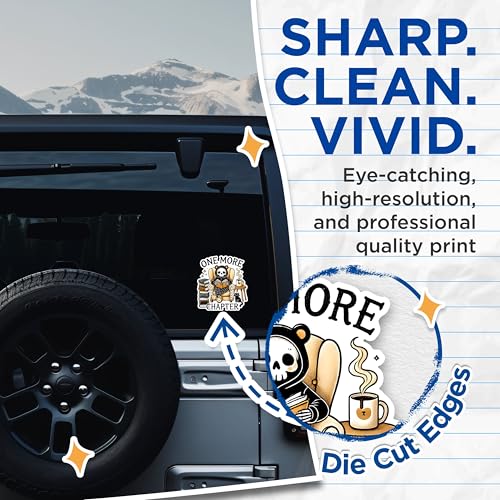 (2 Pack) One More Chapter Stickers - Skull Reading Stickers - Book Lover Stickers - 5" On Longest Side - Sticks to Any Smooth Flat Surface - Made in USA - BMCS2752