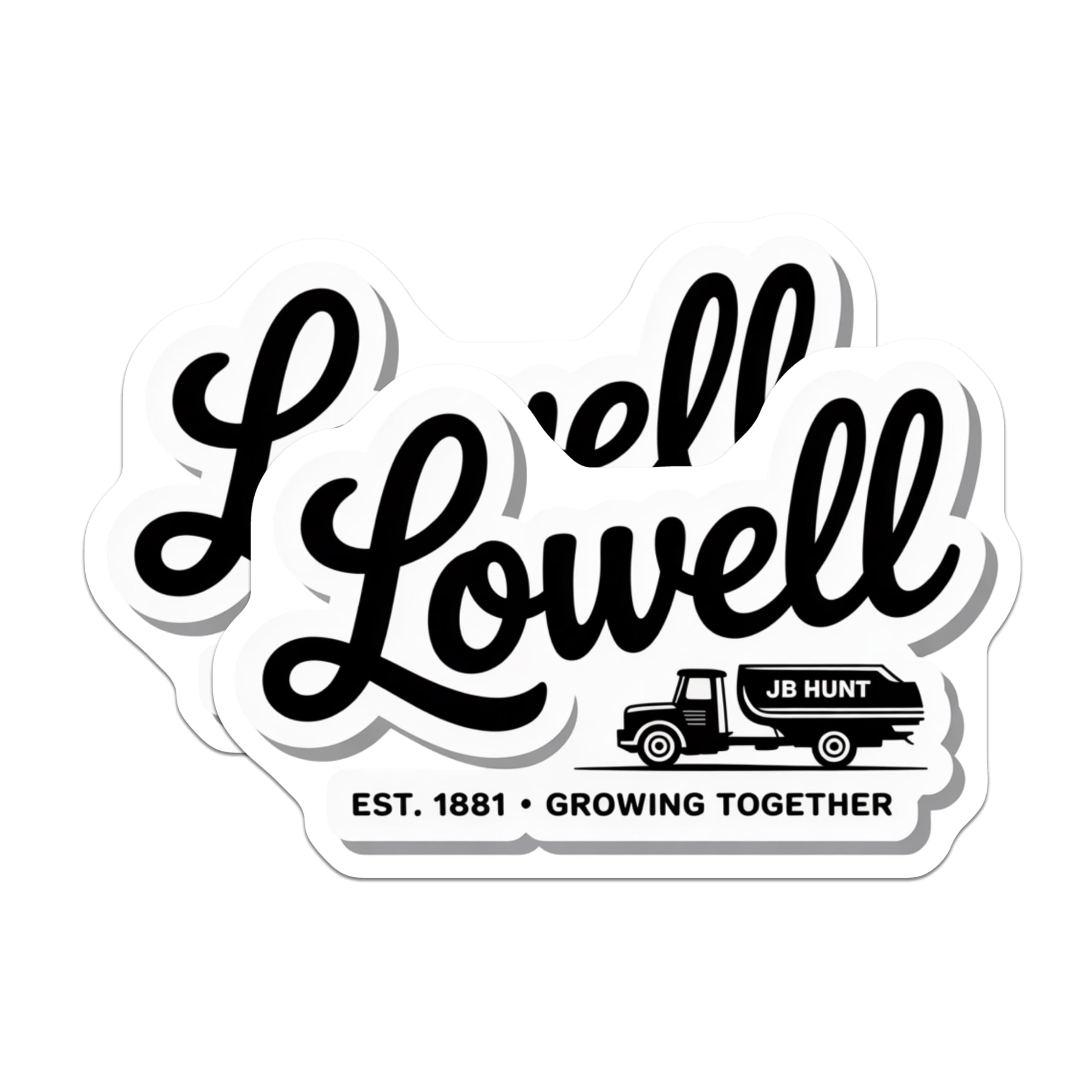 (2 Pack) Lowell JB Hunt Magnets - Historic Trucking Company Logo - Vintage Freight Logistics Art Est 1881-5 Inches On Longest Side - Thick Durable Magnet - Made in USA - MAG19244