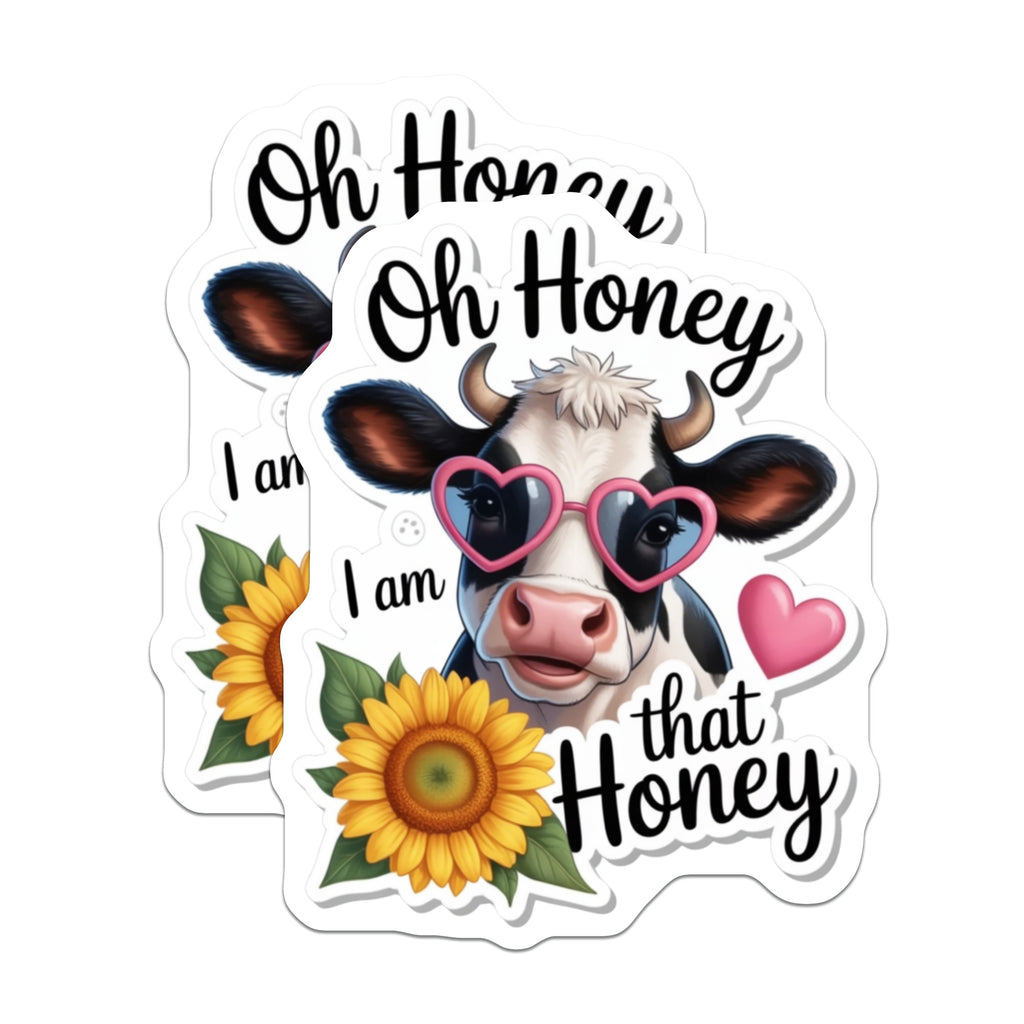 (2 Pack) Sassy Cow Magnets - Honey Quote - Heart Glasses Sunflower Fridge Decor - Cute Farm Animal Lover Locker Accessory - 5 Inches On Longest Side - Thick Durable Magnet - Made in USA - MAG36404