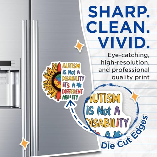 (2 Pack) Disability Advocacy Magnet - Different Ability Message - 5" On Longest Side - Sticks to Smooth Flat Surfaces - Made in USA - MAG10050