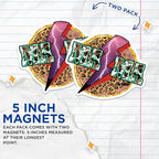 (2 Pack) Mama Lightning Bolt Magnets - Leopard Print Decor - Bold Mama Magnet Art - Unique Magnet Design for Mom - 5" On Longest Side - for Cars, Fridges, Toolboxes - Made in USA - MAG5617