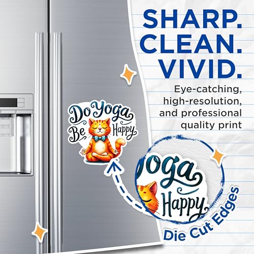 (2 Packs) Do Yoga Be Happy Cat Meditating Magnets - Meditation Cat Magnets - 5 Inches On Longest Side - Premium Magnet - for Fridges, Toolboxes, Cars - Made in USA - MAG2430