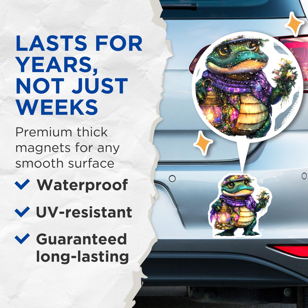 (2 Pack) Alligator Magnets - Cute Reptile Art - Decorative Fridge Magnets - 5" On Longest Side - Premium Magnet - for Cars, Refrigerators, Toolboxes, Lockers - Made in USA - MAG14619
