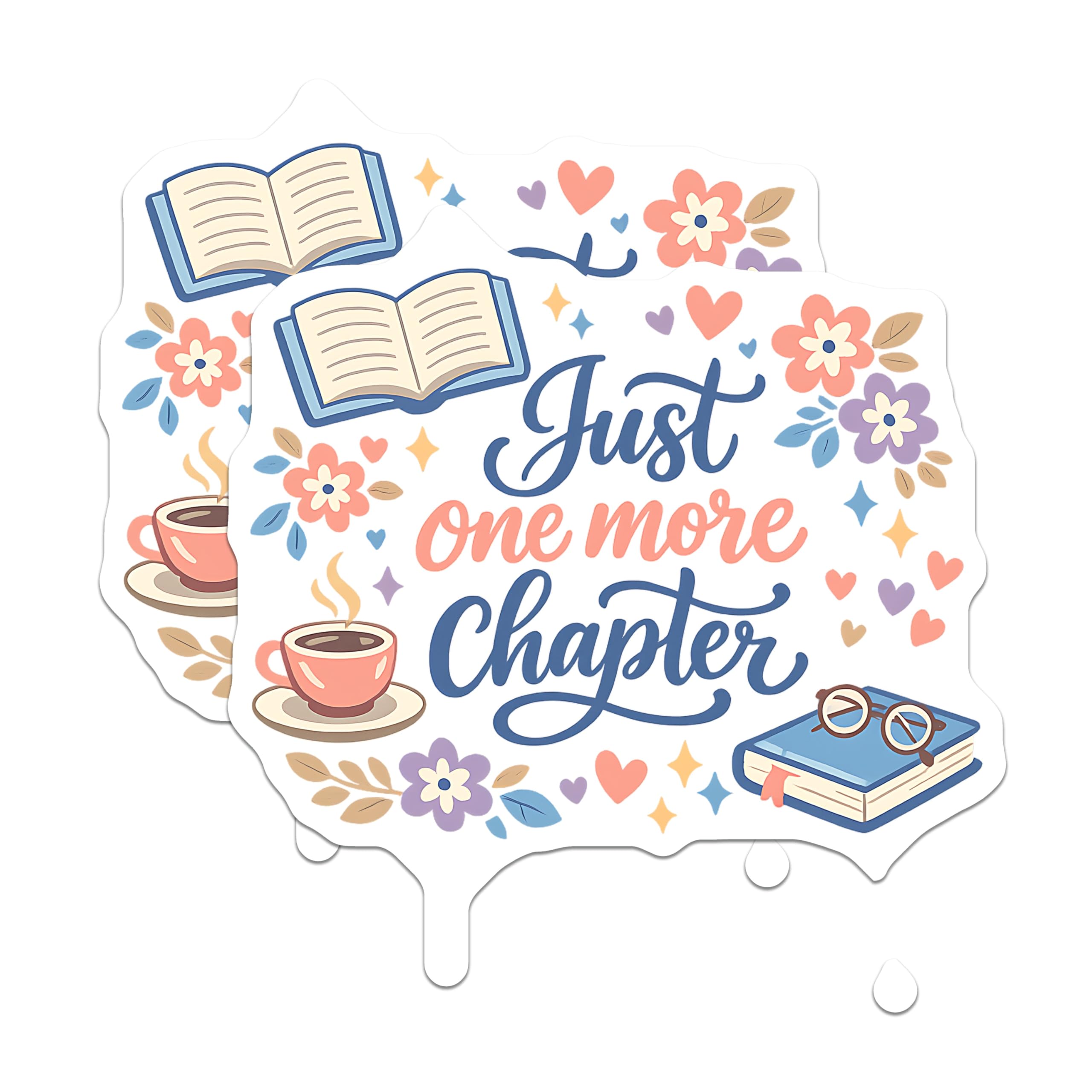 (2 Pack) Bookworm Reader Magnets - Just One More Chapter - Literary Home Accent - Coffee Lover Decor - Cute Bookish Display - 5 Inches On Longest Side - Thick Durable Magnet - Made in USA - MAG20580