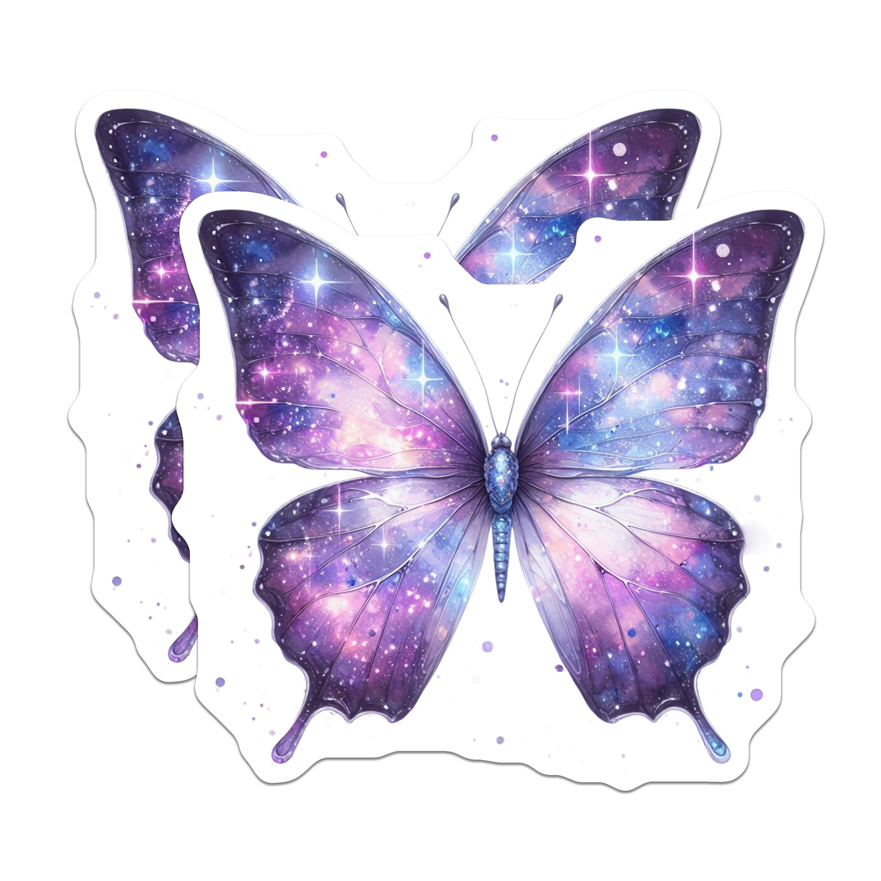 (2 Pack) Galaxy Butterfly Magnets - Celestial Space Decor - Purple Butterfly Aesthetic - 5 Inches On Longest Side - Thick Durable Magnet - Made in USA - MAG36267