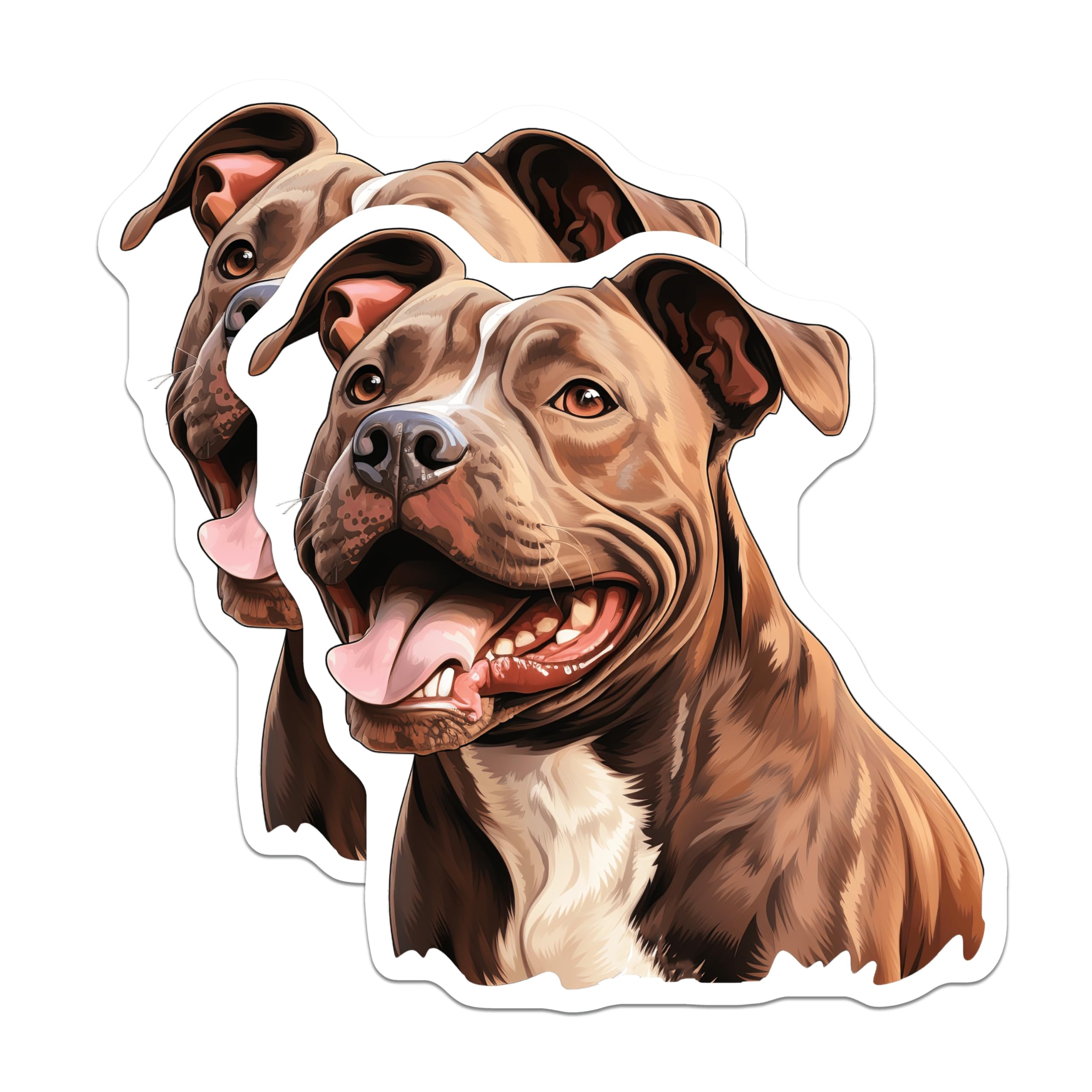 (2 Pack) Pitbull Magnets - Happy American Pit Bull Terrier Art - Dog Lover Fridge Accessory - Loyal Canine Companion Decor - 5 Inches On Longest Side - Thick Durable Magnet - Made in USA - MAG24354