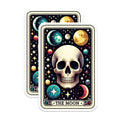 (2 Pack) Skull Moon Stickers - Gothic Skeleton Stickers - Tarot Card Stickers - Astrology Art Stickers - 5" On Longest Side - Sticks to Smooth Flat Surfaces - Made in USA - BMCS5460