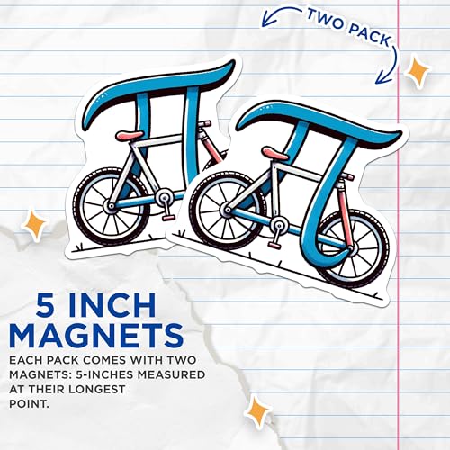 (2 Pack) Pi Bike Magnets - Math Nerd Decor - 5" On Longest Side - for Cars, Fridges, Toolboxes - Made in USA - MAG8174