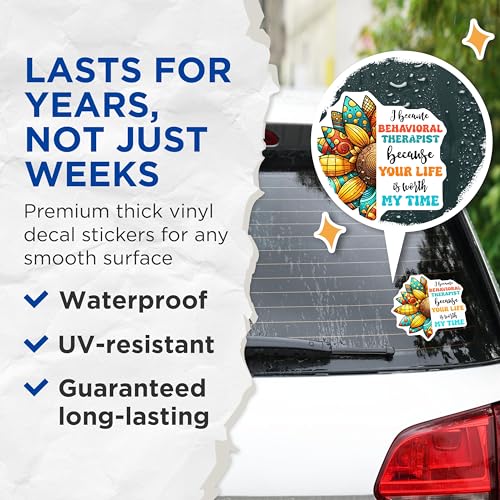 (2 Pack) Behavioral Therapist Stickers - Motivational Therapist Stickers - Inspirational Therapy Stickers - 5" On Longest Side - Sticks to Any Smooth Flat Surface - Made in USA - BMCS3172