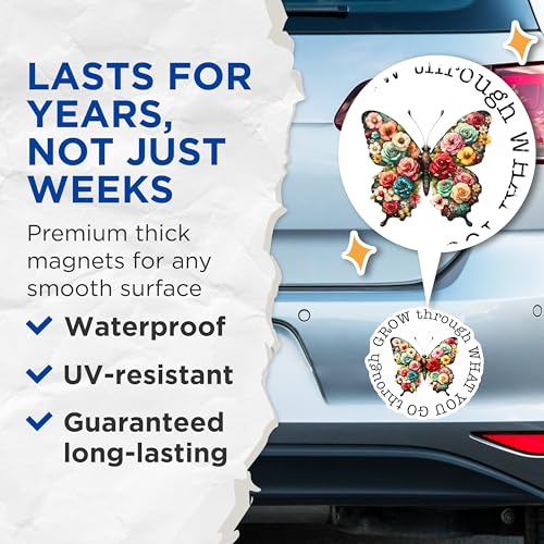 (2 Pack) Floral Design Magnet - 5" On Longest Side - Sticks to Smooth Flat Surfaces - Made in USA - MAG9741