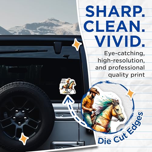(2 Pack) Ride Like The Wind Stickers - Cowboy Riding Horse - Horse Riding Decals - 5" On Longest Side - Sticks to Smooth Flat Surfaces - Made in USA - BMCS6926