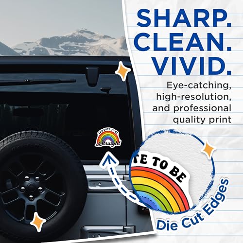 (2 Pack) Too Cute to Be Straight Stickers - Rainbow Pride - LGBTQIA+ Support - 5" On Longest Side - Sticks to Smooth Flat Surfaces - Made in USA - BMCS8259