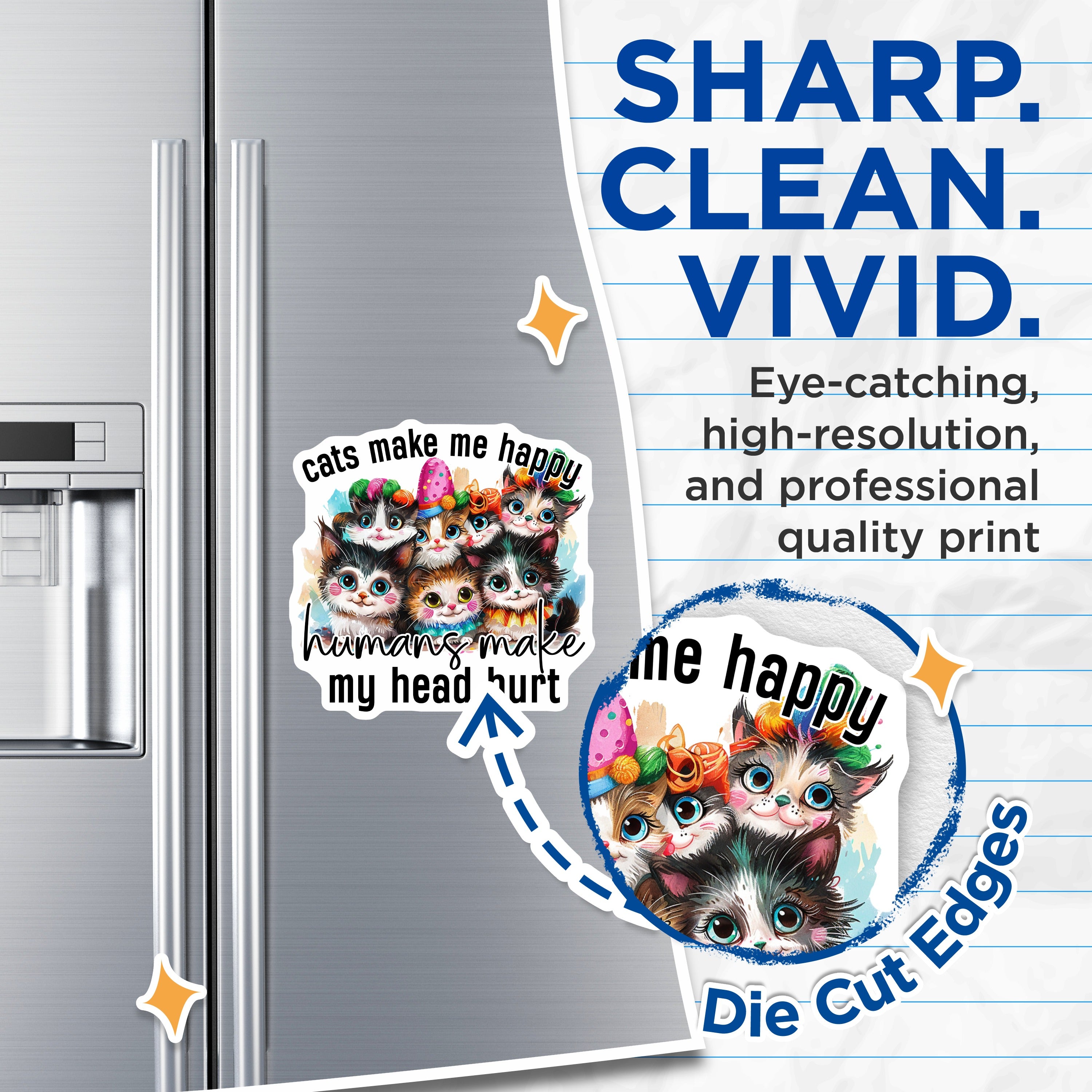 (2 Pack) Funny Cat Magnets - Sarcastic Cat Decor - Cute Kitten Refrigerator Magnets - Introvert Cat Mom Gift - 5 Inches On Longest Side - Thick Durable Magnet - Made in USA - MAG38649