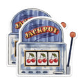 (2 Pack) Slot Machine Stickers - Jackpot Stickers - Gambling Themed Stickers - 5" On Longest Side - Sticks to Smooth Flat Surfaces - Made in USA - BMCS6557