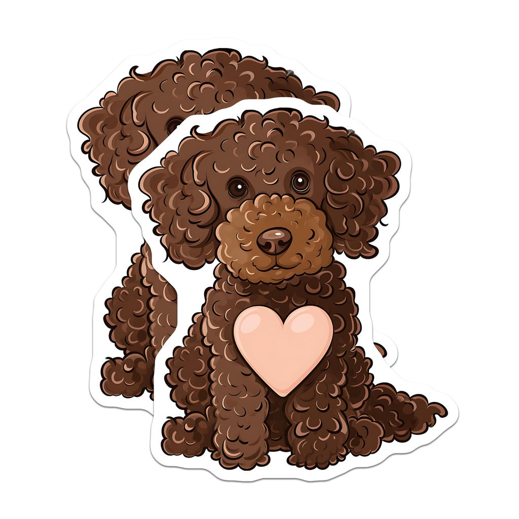 (2 Pack) Poodle Magnets - Brown Curly Dog Fridge Magnets - Dog Lover Decor - 5" On Longest Side - Premium Magnet - for Cars, Refrigerators, Toolboxes, Lockers - Made in USA - MAG16635