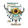 (2 Pack) Cow Skull Stickers - Sunflower Stickers - Boho Stickers - Somebody's Problem- 5" On Longest Side - Sticks to Smooth Flat Surfaces - Made in USA - BMCS16326