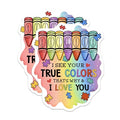 (2 Pack) True Colors Stickers - Crayons - I Love You - 5" On Longest Side - Sticks to Smooth Flat Surfaces - Made in USA - BMCS5975