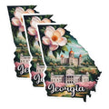 (3 Pack) Georgia State Decals - Capitol Building - Magnolia Flower - Southern Pride - 3 Inches On Longest Side - Easy Peel & Apply - Made in USA - 3MCS0132