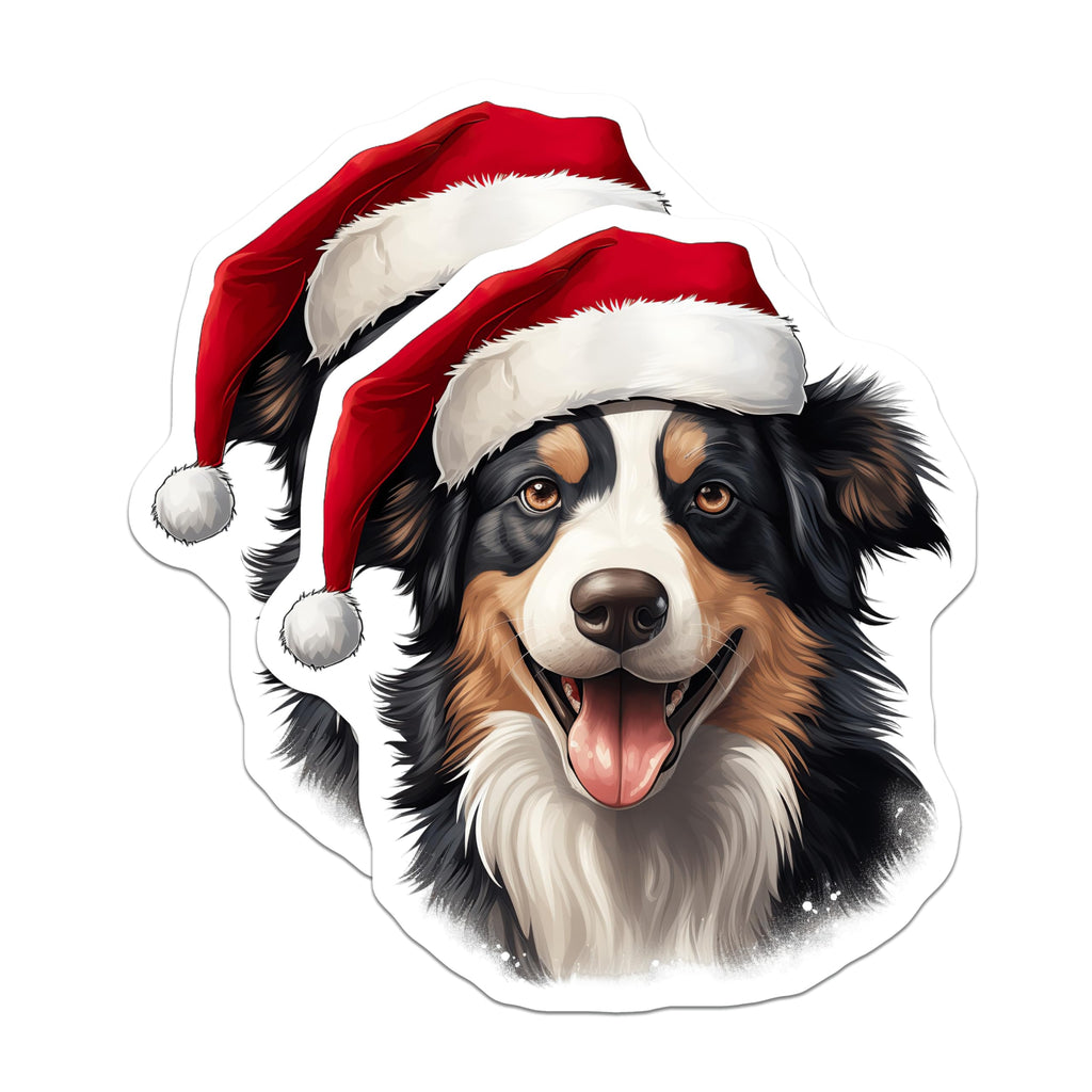 (2 Pack) Bernese Mountain Dog Magnets - Christmas Dog Decor - Santa Hat Pet Art - Holiday Kitchen Fridge Accent - 5 Inches On Longest Side - Thick Durable Magnet - Made in USA - MAG25949