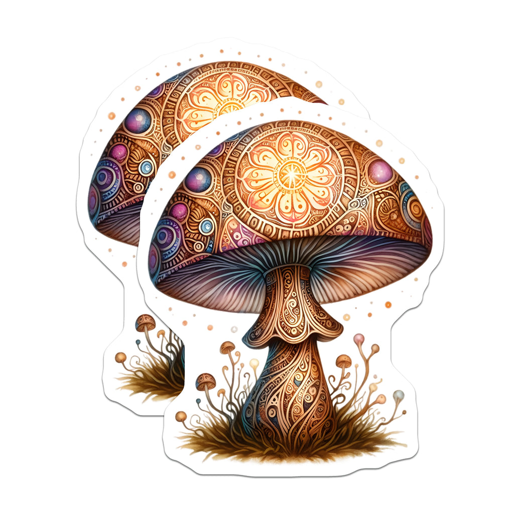 (2 Pack) Psychedelic Mushroom Magnets - Boho Mandala Decor - Mystical Fungi Art - Unique Celestial Fridge Magnets - 5 Inches On Longest Side - Thick Durable Magnet - Made in USA - MAG39319