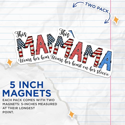 (2 Pack) Mama Magnets - Heart on Her Sleeve - Mother's Day Decor - 5" On Longest Side - for Cars, Fridges, Toolboxes - Made in USA - MAG74