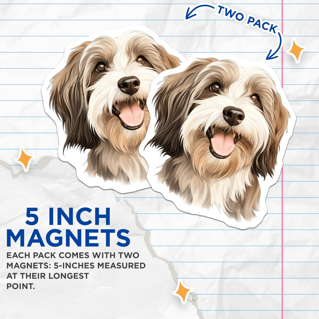 (2 Pack) Happy Fluffy Dog Magnets - Cute Pet Decor - Animal Lover Accents - 5 Inches On Longest Side - Thick Durable Magnet - Made in USA - MAG25092