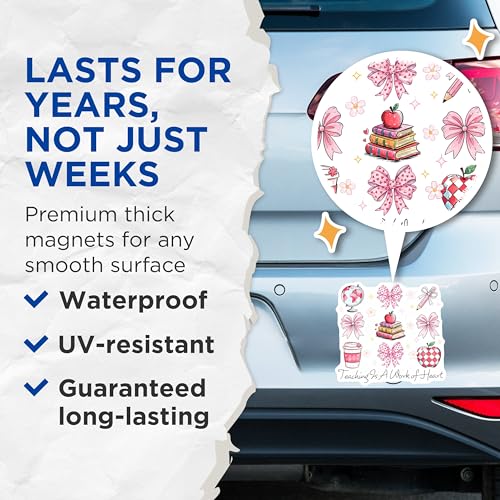 (2 Pack) Teaching is A Work of Heart Magnets - Teacher Appreciation - Classroom Decor - Teacher Gifts - 5" On Longest Side - for Cars, Fridges, Toolboxes - Made in USA - MAG7652