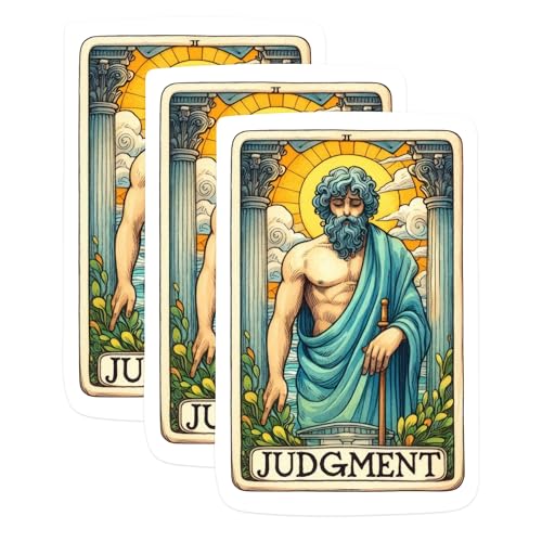 (3 Pack) Judgment Tarot Card Decals - Major Arcana Decal - Spiritual Laptop Decals - 3 Inches On Longest Side - Easy Peel & Apply - Made in USA - 3MCS1133