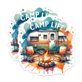(2 Pack) Camp Life Stickers - Camping Adventure - Vintage Camper Designs - Outdoor Enthusiast Decals - 5" On Longest Side - Sticks to Smooth Flat Surfaces - Made in USA - BMCS6841