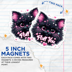 (2 Pack) Fluff You Cat Magnets - Cute Kitten Design - Funny Phrase - Home and Office - 5" On Longest Side - for Cars, Fridges, Toolboxes - Made in USA - MAG4582