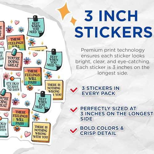 (3 Pack) Positive Affirmation Decals - Motivational Stickers - Encouragement Decal - 3 Inches On Longest Side - Easy Peel & Apply - Made in USA - 3MCS2025