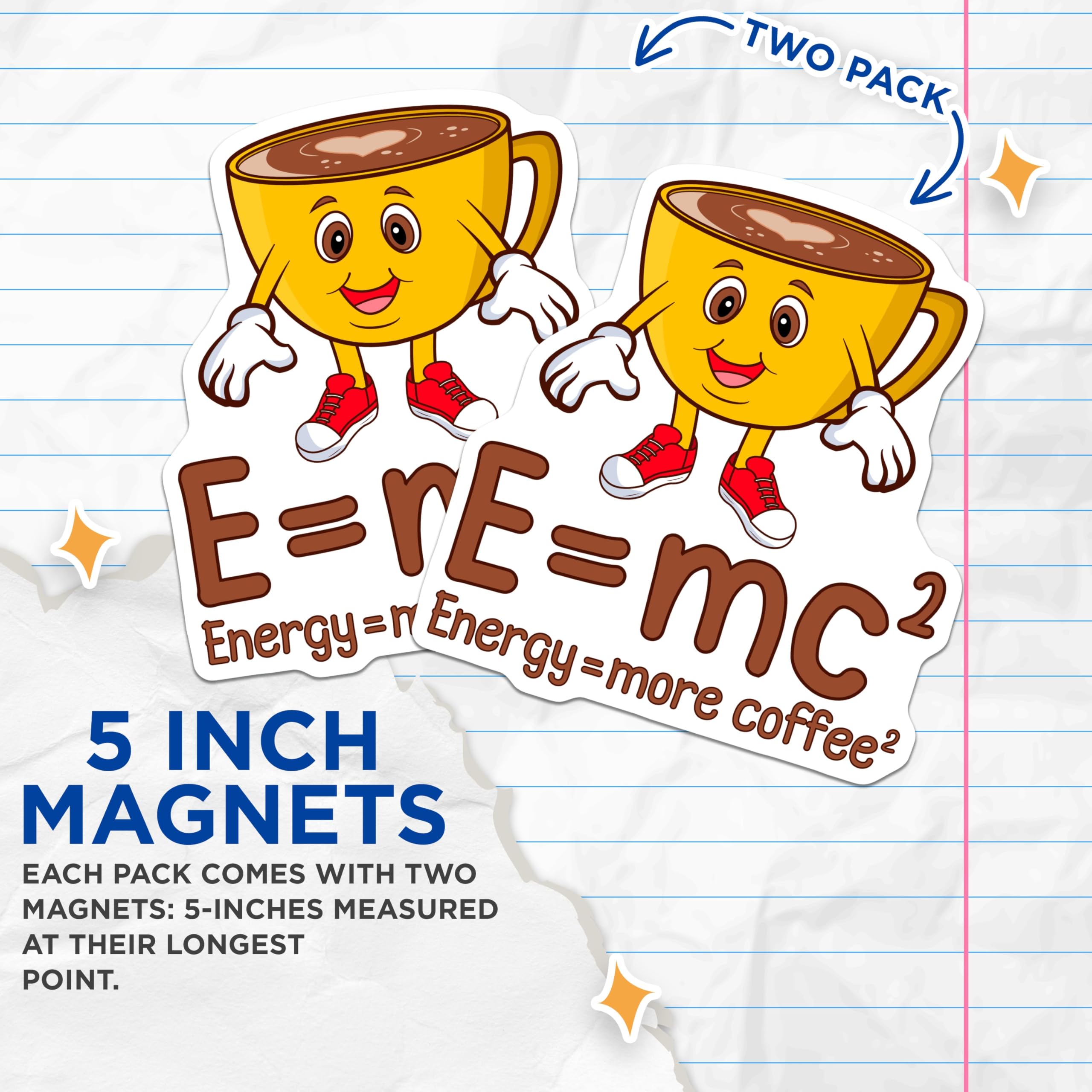 (2 Pack) Coffee Equation Magnets - Funny Math Magnet - Coffee Lover Home Decor - 5" On Longest Side - Premium Magnet - for Cars, Refrigerators, Toolboxes, Lockers - Made in USA - MAG18038