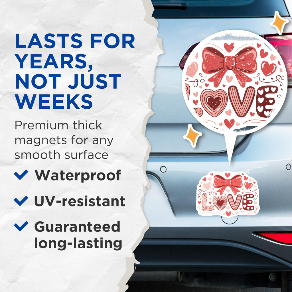 (2 Pack) Love Heart Magnets - Valentines Day Decor - Cute Fridge Magnets - 5" On Longest Side - Premium Magnet - for Cars, Refrigerators, Toolboxes, Lockers - Made in USA - MAG14498