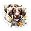 (2 Pack) German Shorthaired Pointer Magnets - Happy Dog Floral Art - Pet Parent Home Decor - 5 Inches On Longest Side - Thick Durable Magnet - Made in USA - MAG26157