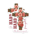 (2 Pack) Hard Praise Hallelujah Magnets - Floral Cross Faith Decor - Inspirational Christian Refrigerator Item - 5 Inches On Longest Side - Thick Durable Magnet - Made in USA - MAG26255