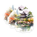 (2 Pack) Japanese Garden Magnets - Zen Landscape Art - Pagoda Bridge Waterfall Scenic View - Asian Culture Nature Decor - 5 Inches On Longest Side - Thick Durable Magnet - Made in USA - MAG19501