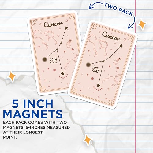 (2 Pack) Zodiac Sign Decor Magnet - Astrology Art - 5" On Longest Side - Sticks to Smooth Flat Surfaces - Made in USA - MAG9613
