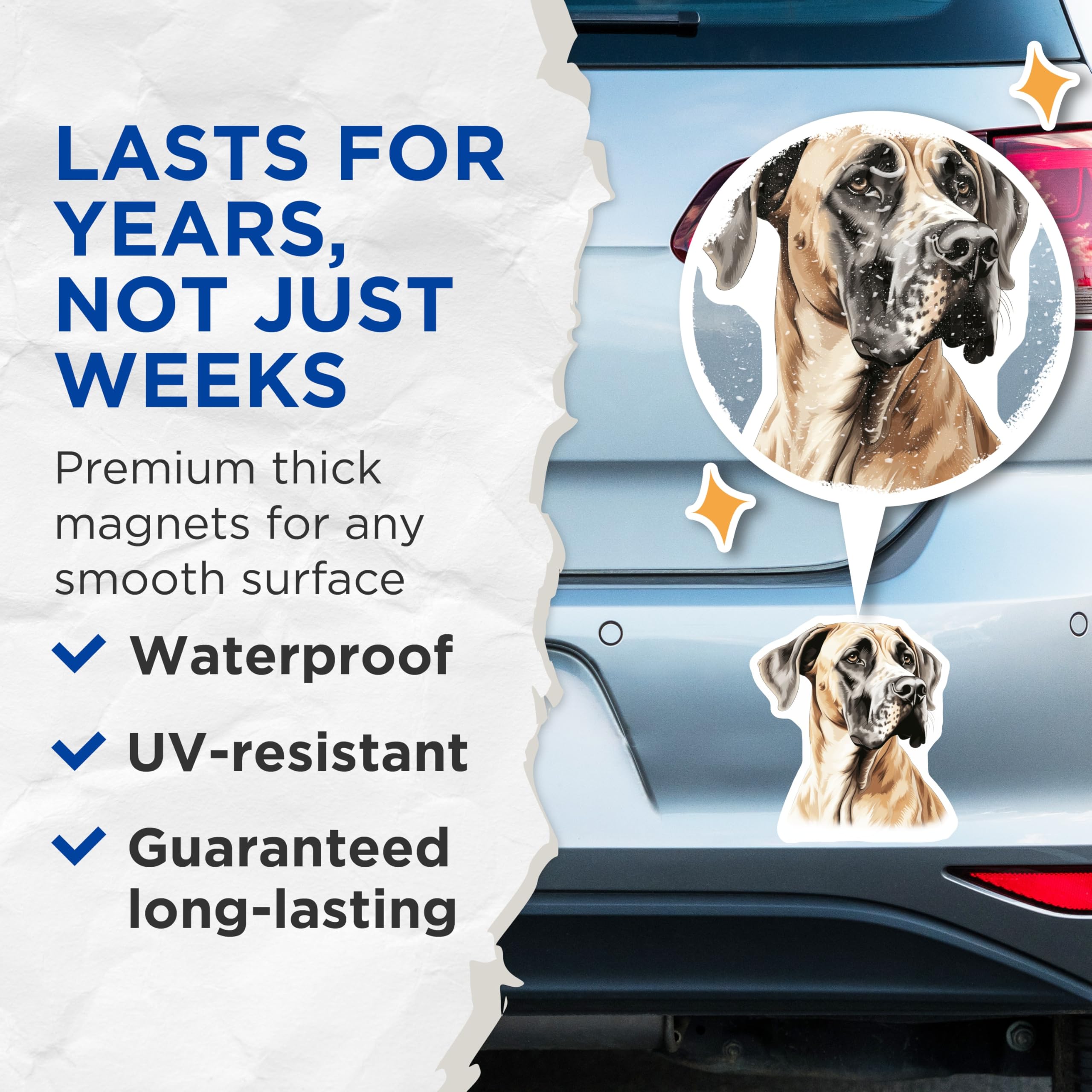 (2 Pack) Great Dane Dog Magnets - Fawn Great Dane Portrait Art - Pet Owner Refrigerator Decor - Dog Lover Display Accent - 5 Inches On Longest Side - Thick Durable Magnet - Made in USA - MAG28198