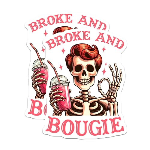(2 Pack) Funny Skeleton Magnet - Retro Skeleton Design - 5" On Longest Side - Sticks to Smooth Flat Surfaces - Made in USA - MAG9766