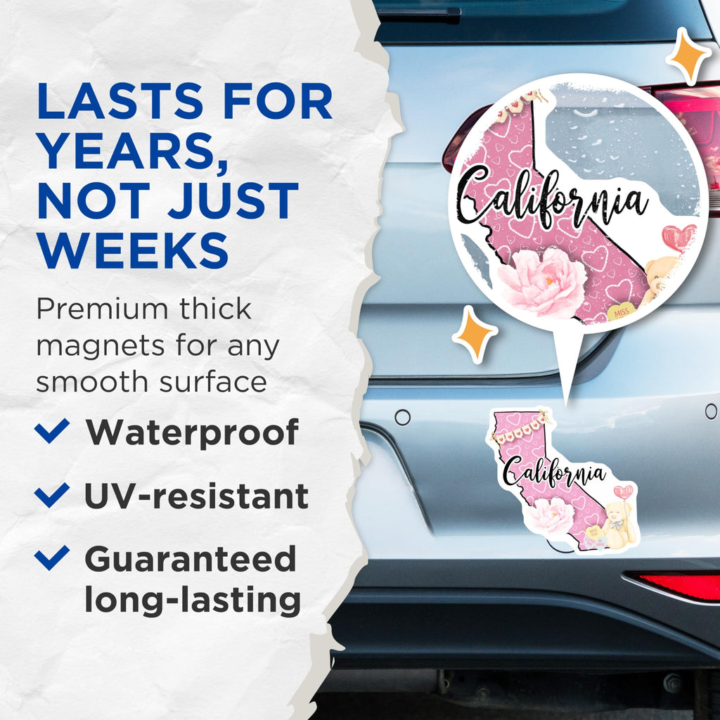 (2 Pack) California Magnets - Teddy Bear Sweethearts - Romantic State Souvenir - 5" On Longest Side - Premium Magnet - for Cars, Refrigerators, Toolboxes, Lockers - Made in USA - MAG18515