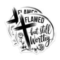 (2 Pack) Flawed But Worthy Magnets - Cross Roses Art - Religious Christian Themed Magnets - 5" On Longest Side - Premium Magnet - for Cars, Refrigerators, Toolboxes, Lockers - Made in USA - MAG16126