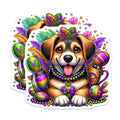 (2 Pack) Mardi Gras Puppy Magnets - Celebration Decor - Holiday Party Supplies - 5" On Longest Side - Premium Magnet - for Cars, Refrigerators, Toolboxes, Lockers - Made in USA - MAG14106