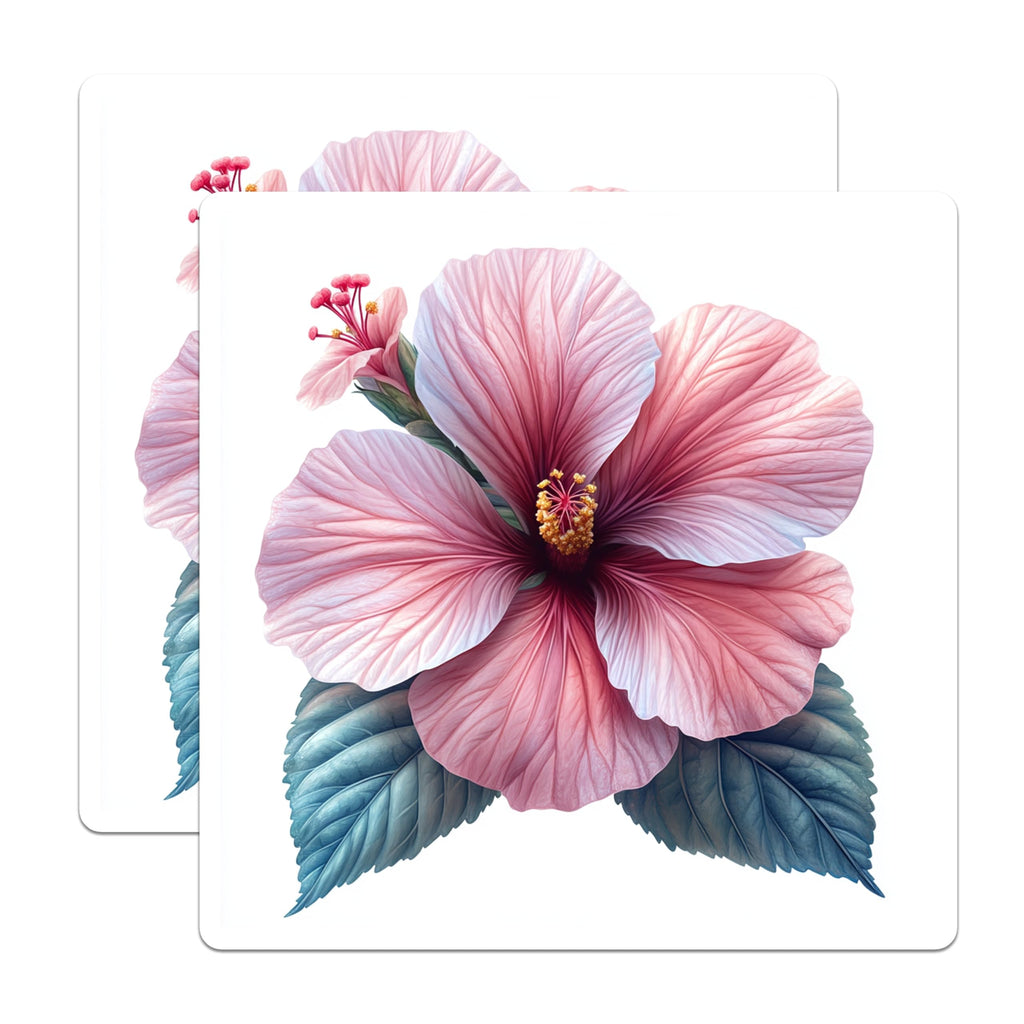 (2 Pack) Hibiscus Flower Magnets - Tropical Floral Refrigerator Accents - Botanical Art for Kitchen Fridge - 5 Inches On Longest Side - Thick Durable Magnet - Made in USA - MAG30630