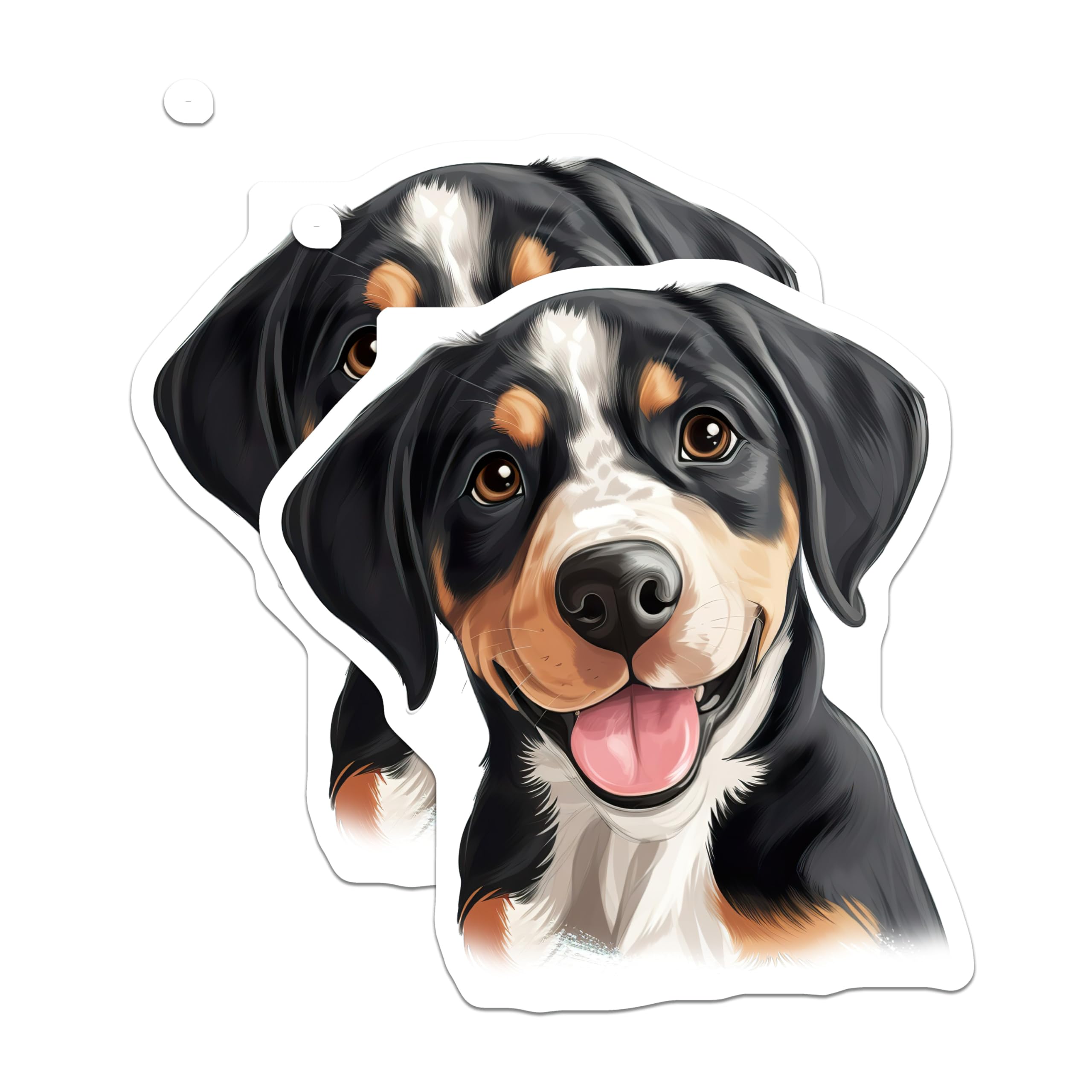 (2 Pack) Greater Swiss Mountain Dog Magnets - Swissy Puppy Decor - Happy Canine Art - Pet Enthusiast Accessories - 5 Inches On Longest Side - Thick Durable Magnet - Made in USA - MAG24031