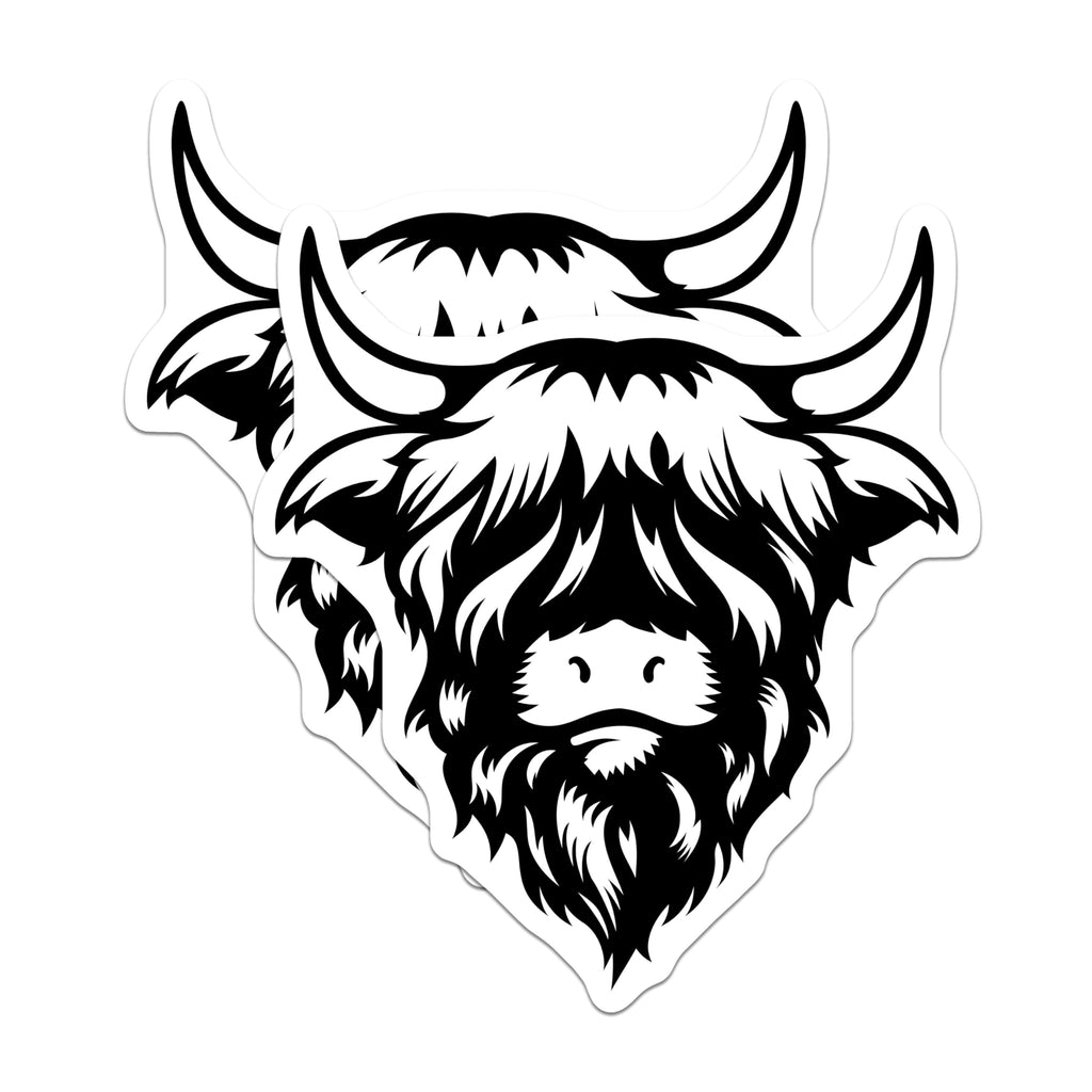 (2 Pack) Highland Cow Magnets - Scottish Hairy Coo Decor - Rustic Farm Animal Kitchen Refrigerator Accent - 5 Inches On Longest Side - Thick Durable Magnet - Made in USA - MAG19363