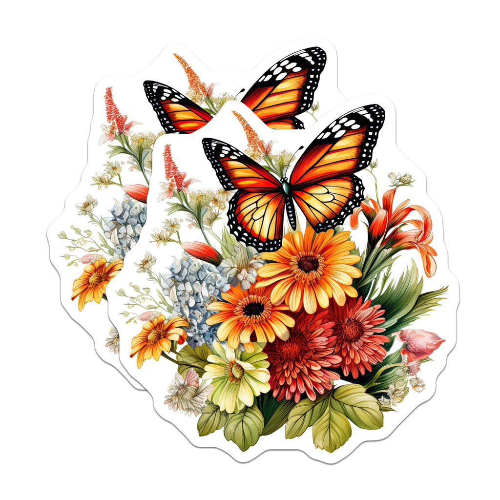 (2 Pack) Butterfly Floral Magnets - Flower Art Decor - Botanical Refrigerator Magnets - 5" On Longest Side - Premium Magnet - for Cars, Refrigerators, Toolboxes, Lockers - Made in USA - MAG14025