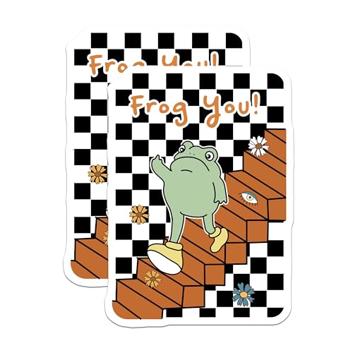 (2 Pack) Frog You Stickers - Animal Stickers - Funny Stickers - Cute Frog - Quirky Sticker Pack - 5" On Longest Side - Sticks to Smooth Flat Surfaces - Made in USA - BMCS7113