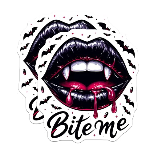 (2 Pack) Vampire Lips Magnets Magnets - Bite Me Decal - Gothic Kitchen Decor - 5" On Longest Side - Made in USA - Sticks to Refrigerators & Metal Surfaces - MAG8821