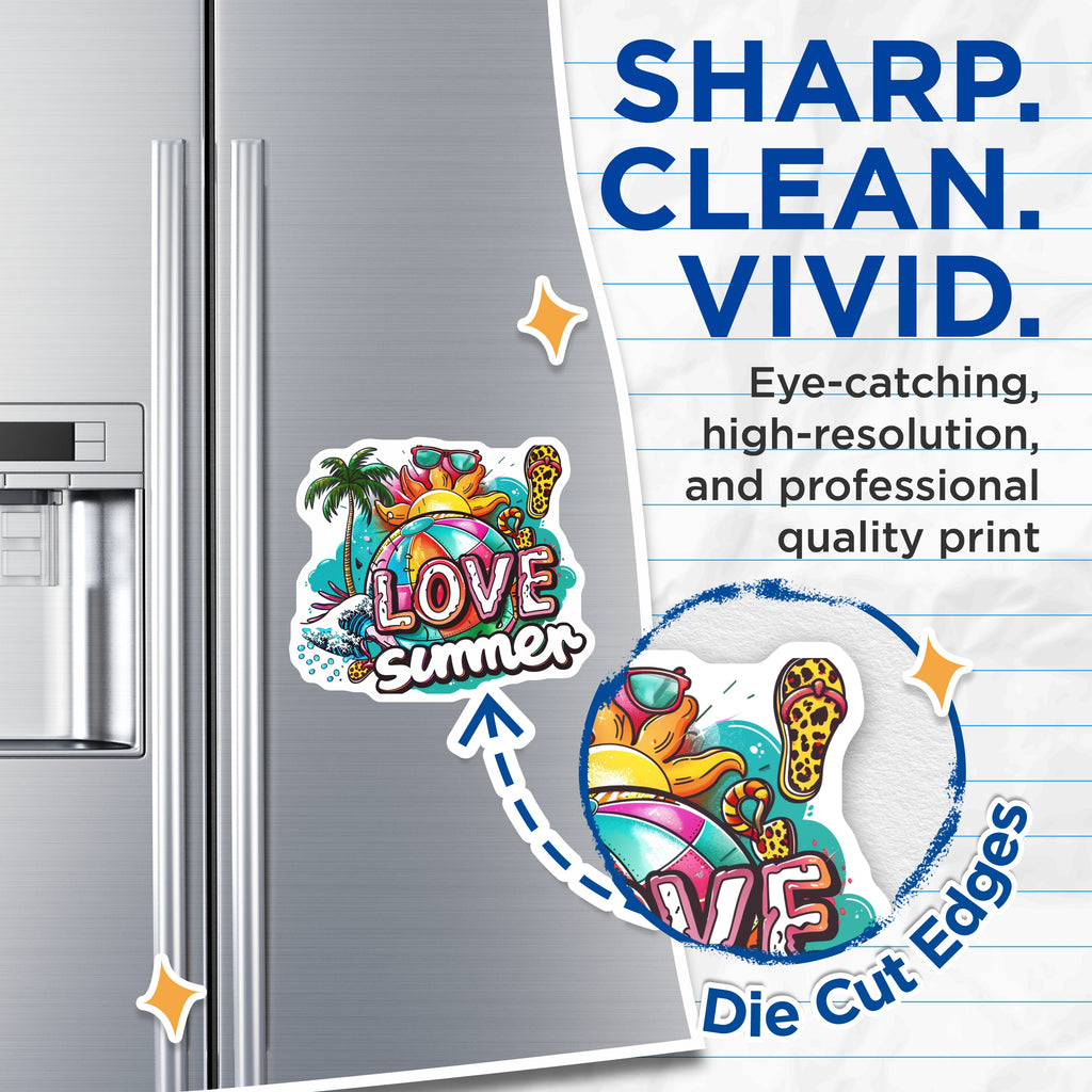 (2 Pack) Love Summer Magnets - Beach Vacation Decor - Tropical Fridge Fun - Retro Pop Art Locker Magnets - 5 Inches On Longest Side - Thick Durable Magnet - Made in USA - MAG36851
